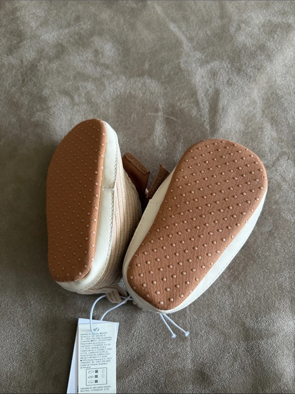 Old Navy Beige Corduroy Slip-On Shoes with Brown Bows